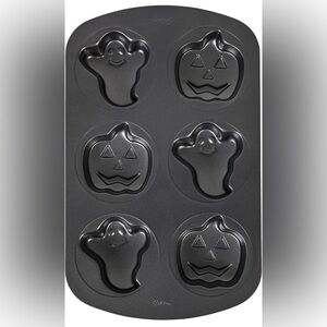 Wilton Ghost & Pumpkin Non-Stick Mini Cakes Pan, 6-Cavity EUC